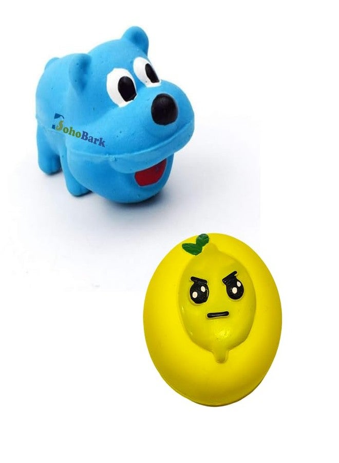 BohoBark 2in1 Combo of Latex Rubber Squeaky Dog Toys - (Ball + Cow) for Small Dogs and Puppies | Non-Toxic, Soft Rubber, Interactive, Chewing, Teething, Fetch - Image 1